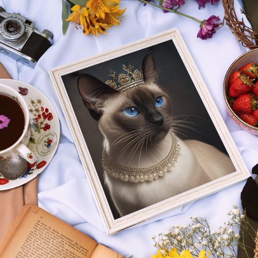Kat van Siamese met kroon Poster