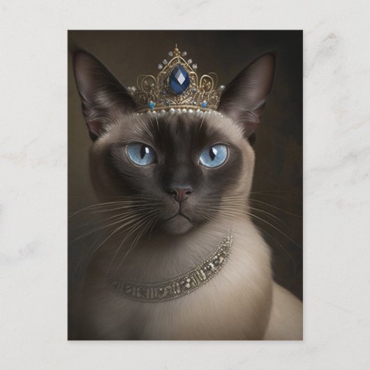 Kat van Siamese met kuit en Ketting Briefkaart (Voorkant)