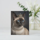 Kat van Siamese met kuit en Ketting Briefkaart (Staand voorkant)