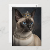 Kat van Siamese met kuit en Ketting Briefkaart (Voorkant / Achterkant)