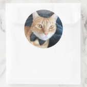Kat van stropdas ronde sticker (Tas)