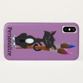 Kat van Tuxedo met kunstborstels Case-Mate iPhone Case (Achterkant (horizontaal))