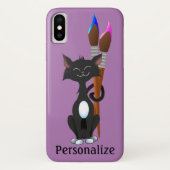 Kat van Tuxedo met kunstborstels Case-Mate iPhone Case (Achterkant)