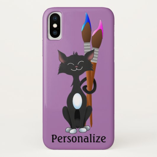 Kat van Tuxedo met kunstborstels Case-Mate iPhone Case (Achterkant)