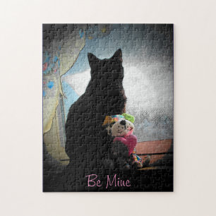 Kat van Valenpuzzle en Push Legpuzzel