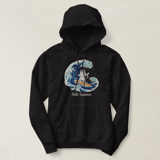 Kat van vrouwen met  surfer van sushi-golven hoodie (Design voorkant)
