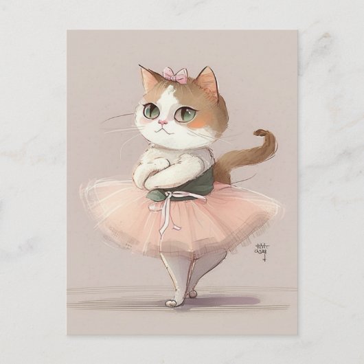 Kat van zoete ballerina briefkaart (Voorkant)