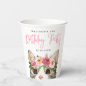 Kat van zoete Waterverf Birthday Party Papieren Bekers (Achterkant)