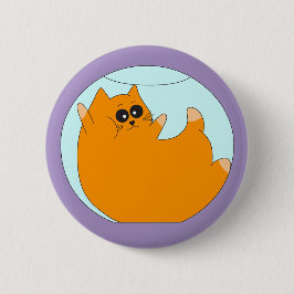 Kat vast in aquarium, grappige katspeld ronde button 5,7 cm