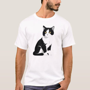 Kat Vector Art Illustratie met Zwart en Wit T-shirt