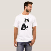 Kat Vector Art Illustratie met Zwart en Wit T-shirt (Voorkant volledig)