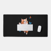 Kat Vector Schilderen Schattig Plezier Spelen Vlin Bureaumat (Keyboard & Muis)