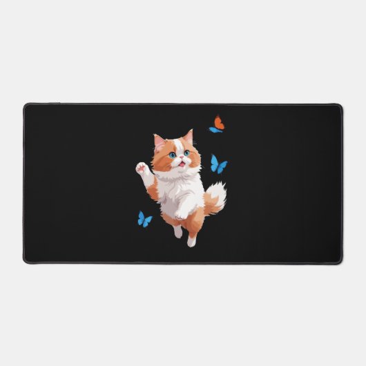 Kat Vector Schilderen Schattig Plezier Spelen Vlin Bureaumat (Voorkant)