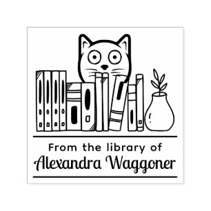 Kat Verbergen Achter Boeken "uit de Bibliotheek va Zelfinktende Stempel