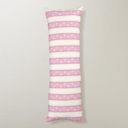 Kat Verf Drukken op roze en Antiek witte strepen Lichaamskussen (Achterkant (Verticaal))
