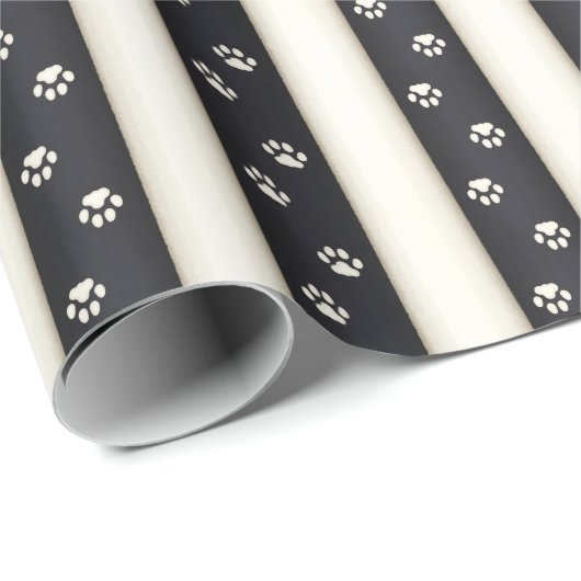 Kat Verf Drukt Zwart-Antiek witte netjes Cadeaupapier (Rol Hoek)