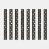 Kat Verf Drukt zwart-Antiek witte strepen Inpakpapier Vel (Voorkant)