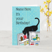 Kat verjaardag 9 levens kaart (Gele Bloem)