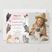 Kat Verjaardag Pawty Foto Kaart (Voorkant)