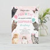 Kat Verjaardag Pawty Kaart (Staand voorkant)