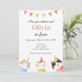 Kat Verjaardag Uitnodiging, Ben je kitten me Kaart (Staand voorkant)