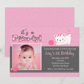 Kat Verjaardag Uitnodigingen met Foto (Meisjes) Pi (Voorkant / Achterkant)