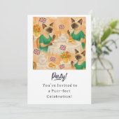 Kat Verjaardagsfeest Engels Afternoon Tea Kaart (Staand voorkant)