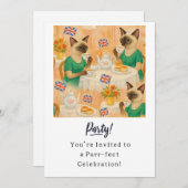 Kat Verjaardagsfeest Engels Afternoon Tea Kaart (Voorkant / Achterkant)