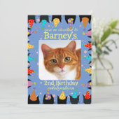 Kat Verjaardagsfeest Foto uitnodiging (Staand voorkant)