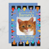 Kat Verjaardagsfeest Foto uitnodiging (Voorkant / Achterkant)