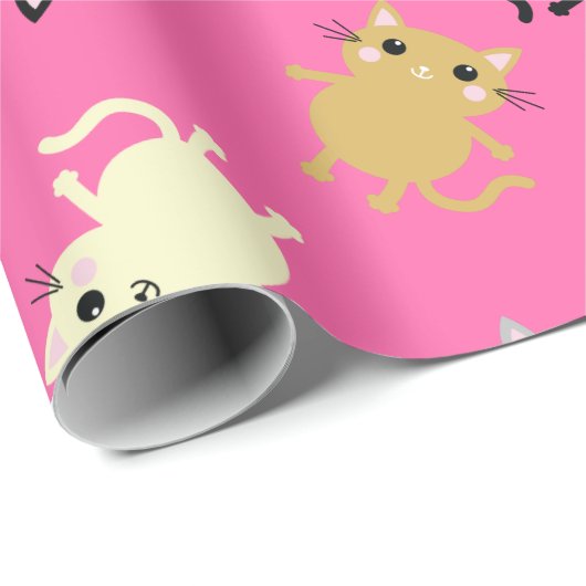 kat verjaardagsfeestje cadeaupapier (Rol Hoek)