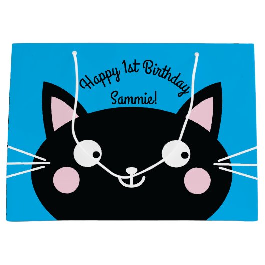 kat verjaardagsfeestje groot cadeauzakje (Voorkant)