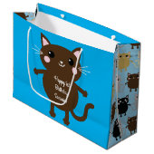 kat verjaardagsfeestje groot cadeauzakje (Voorkant Gekanteld)