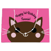 kat verjaardagsfeestje groot cadeauzakje (Voorkant)