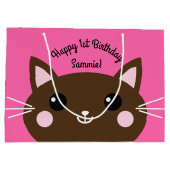 kat verjaardagsfeestje groot cadeauzakje (Achterkant)