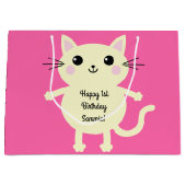 kat verjaardagsfeestje groot cadeauzakje (Voorkant)