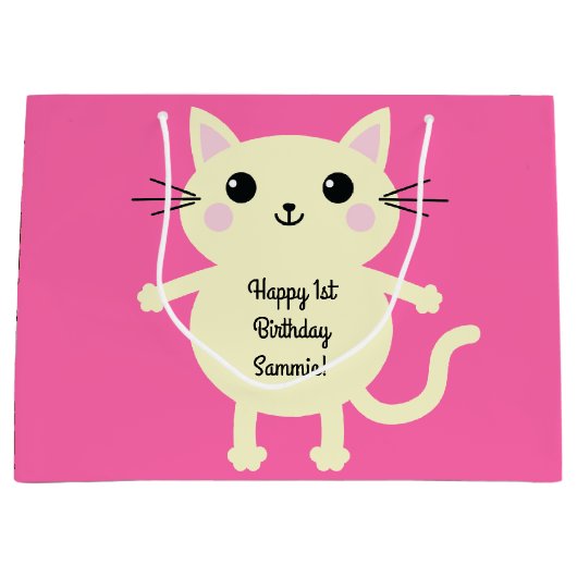 kat verjaardagsfeestje groot cadeauzakje (Voorkant)