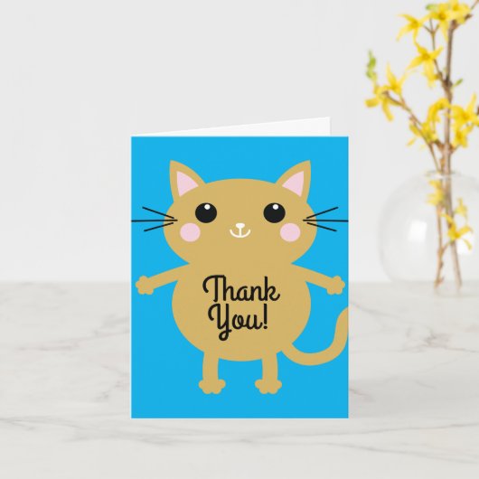 kat verjaardagsfeestje kaart (Gele Bloem)