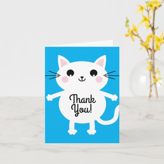 kat verjaardagsfeestje kaart (Gele Bloem)