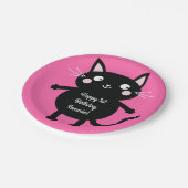 kat verjaardagsfeestje papieren bordje (Gekanteld)