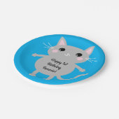 kat verjaardagsfeestje papieren bordje (Gekanteld)