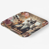 kat verjaardagsfeestje papieren bordje (Gebogen)