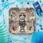 kat verjaardagsfeestje papieren bordje (Feest)
