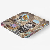 kat verjaardagsfeestje papieren bordje (Gebogen)