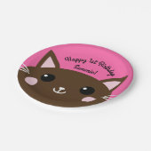kat verjaardagsfeestje papieren bordje (Gekanteld)