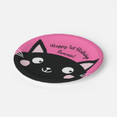 kat verjaardagsfeestje papieren bordje (Gekanteld)