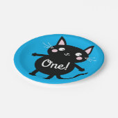 kat verjaardagsfeestje papieren bordje (Gekanteld)