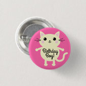 kat verjaardagsfeestje ronde button 3,2 cm (Voorkant /achterkant)