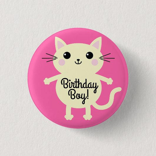 kat verjaardagsfeestje ronde button 3,2 cm (Voorkant)