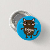 kat verjaardagsfeestje ronde button 3,2 cm (Voorkant /achterkant)